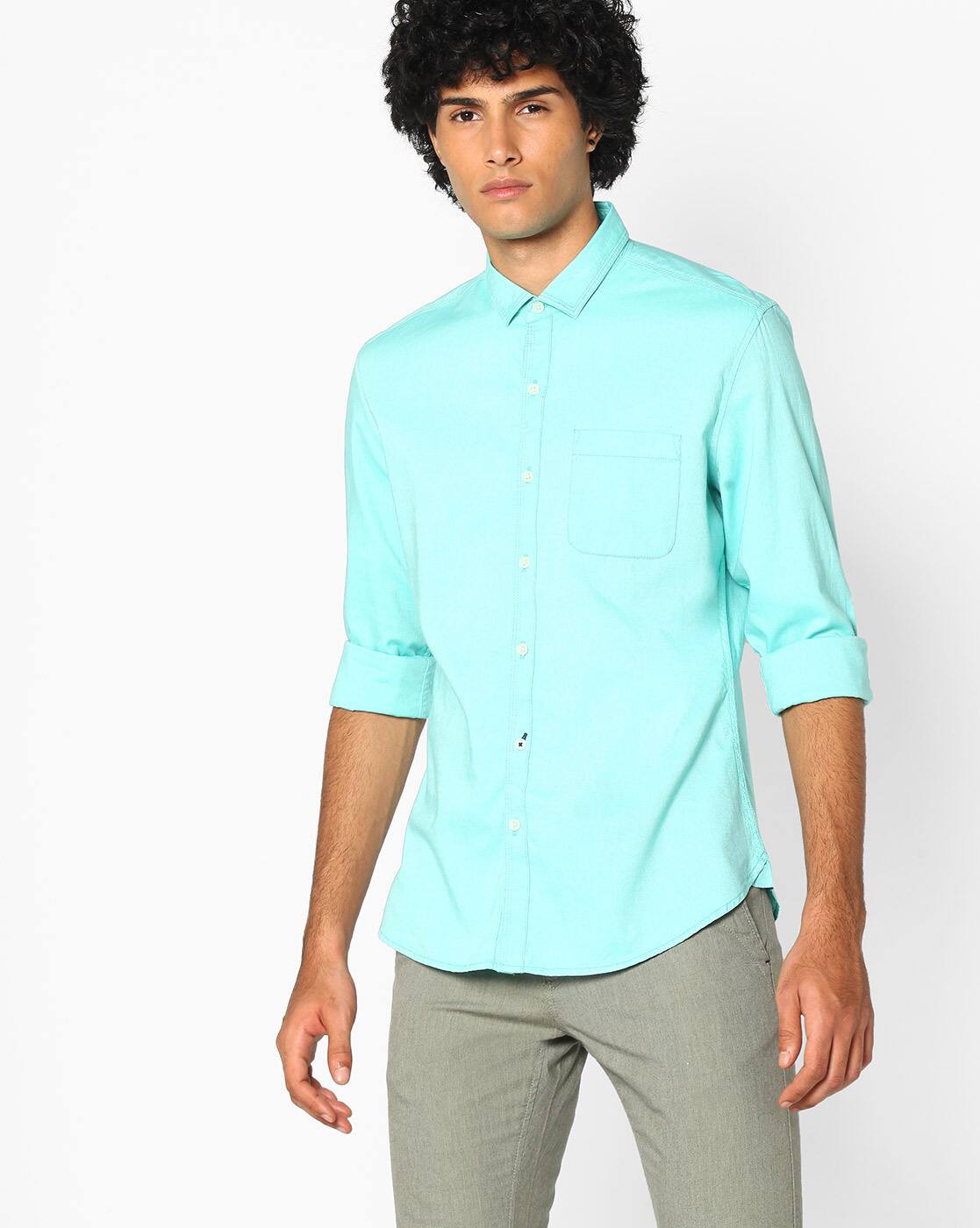 Buy Turquoise Blue Shirts for Men by 
