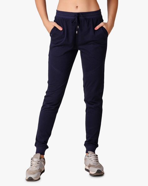 navy blue cuffed track pants