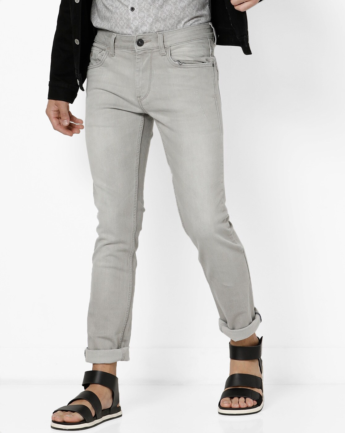 stone washed slim jeans