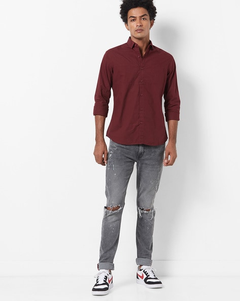 Buy Wine Red Shirts for Men by AJIO Online 