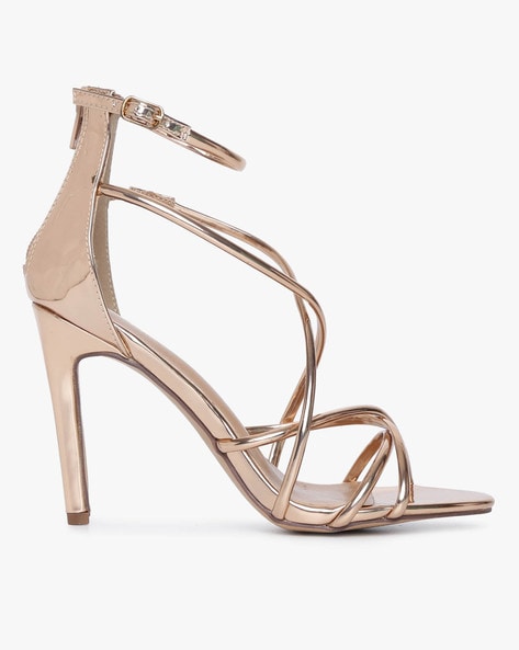 Amazon.com | YooPrettyz Women Metallic Ankle Strap Platform High Heels  Model Dress Sandals Black 3 | Heeled Sandals