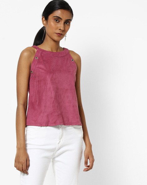 Cutout Sleeve Top with Tie-Up