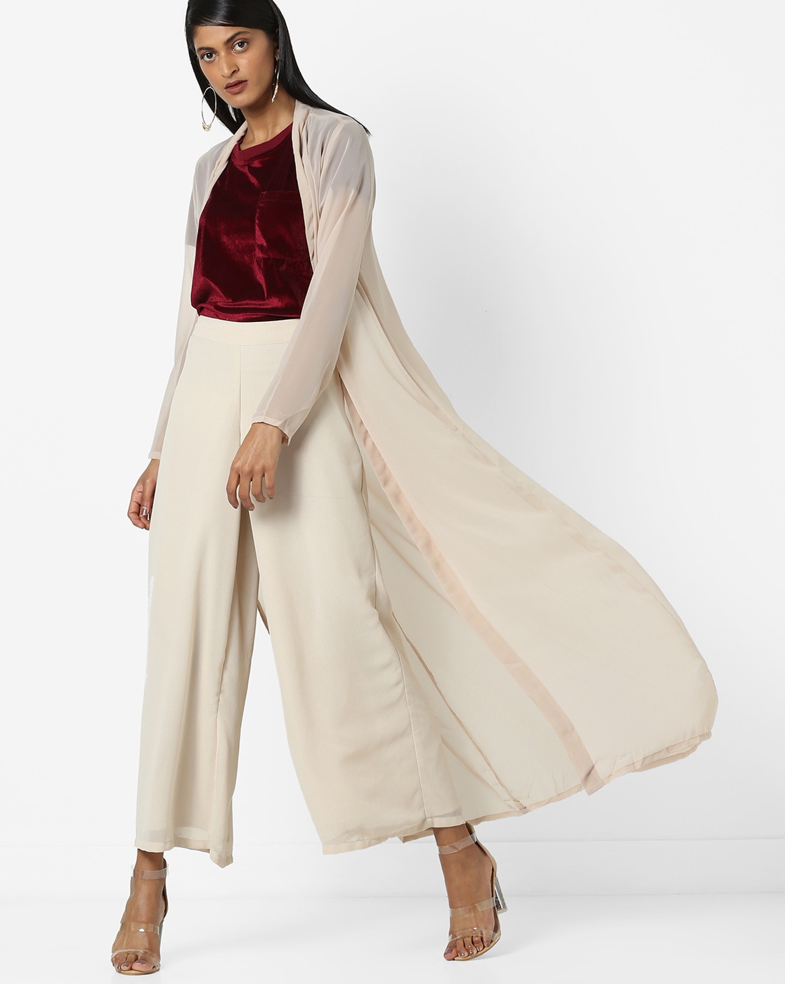 Party Wear Long Shrug with Kurta and Pant Shrug Gown