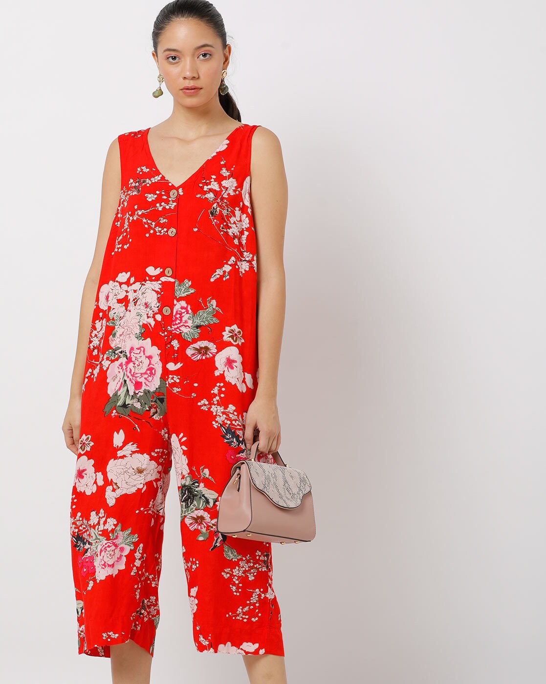 red jumpsuit floral