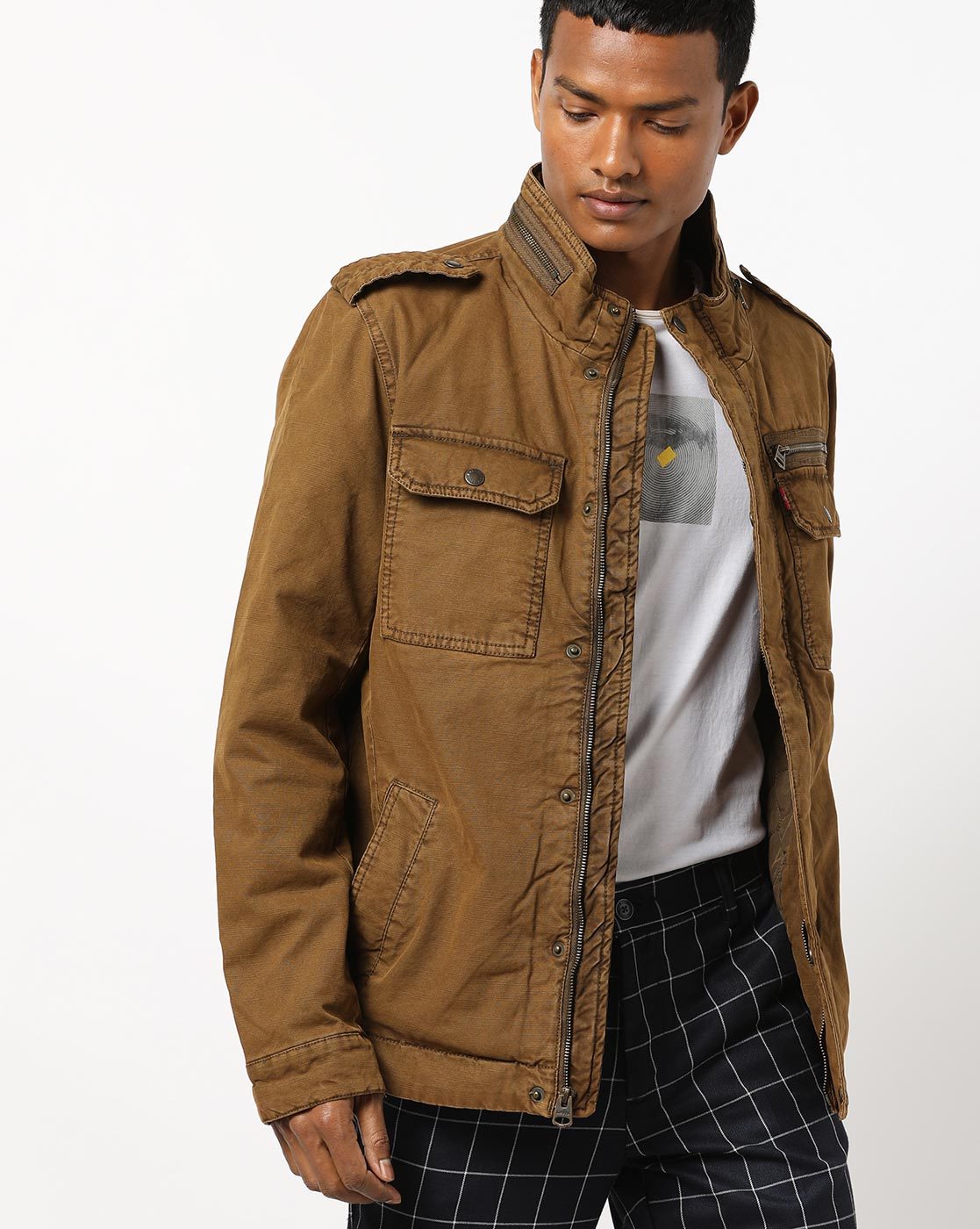 brown denim jacket levis