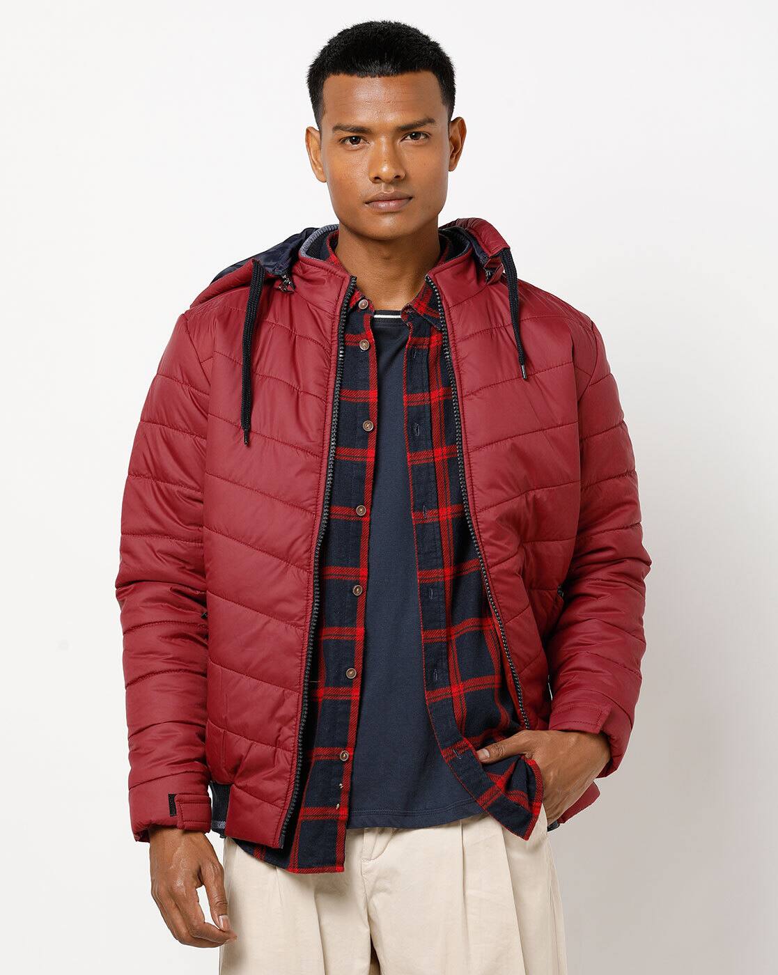 maroon bubble jacket