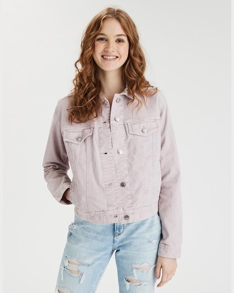 American eagle pink 2025 denim jacket