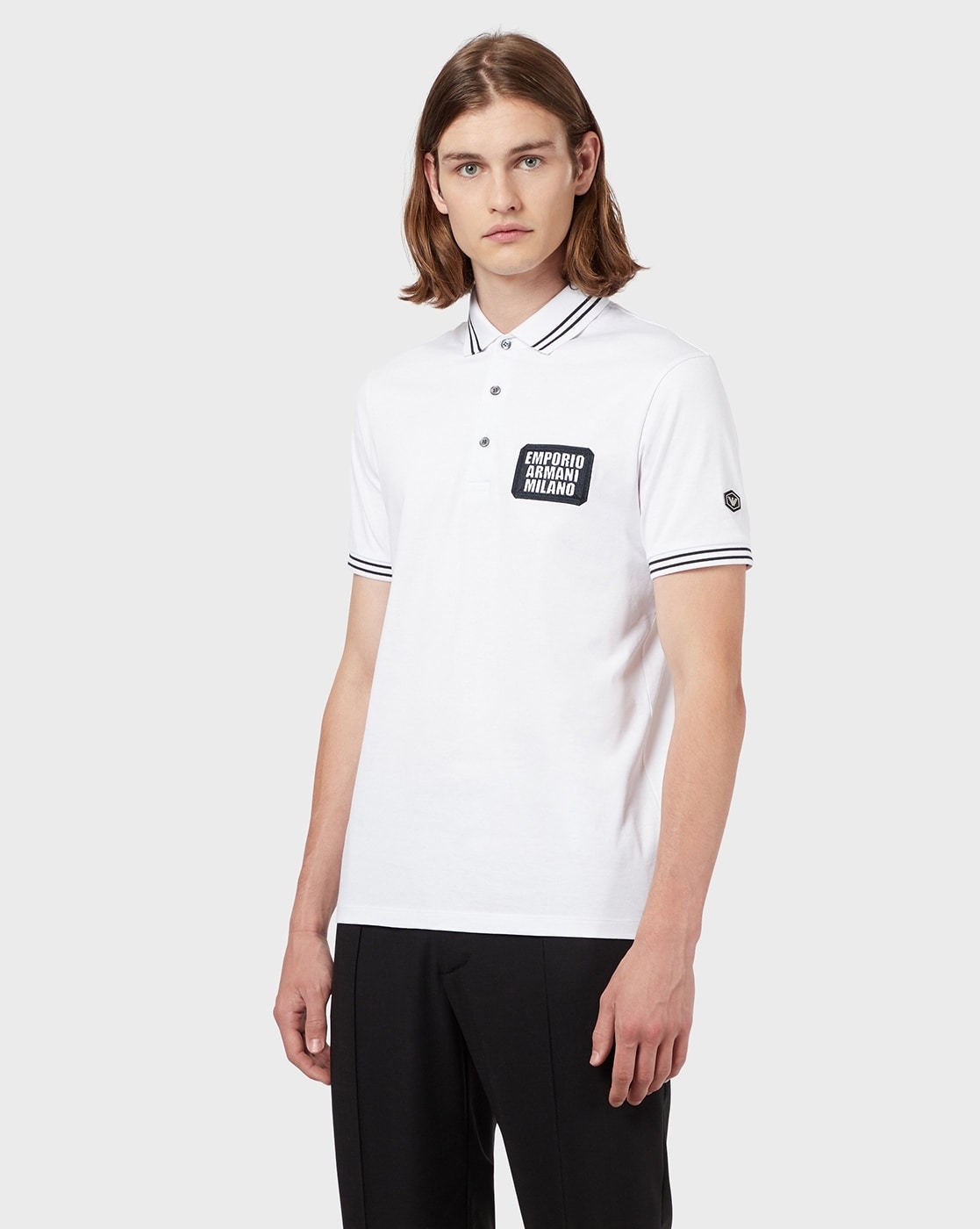 Buy EMPORIO ARMANI Slim Fit Polo T-Shirt with Taping | White Color Men |  AJIO LUXE