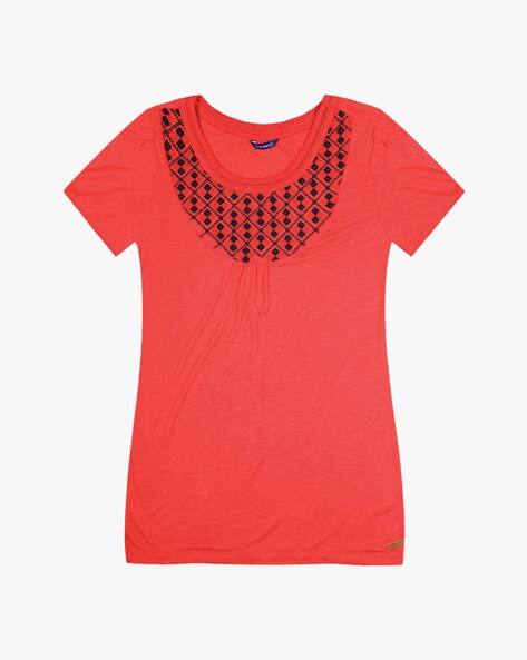 Buy Coral Orange Tops for Women by DNMX Online