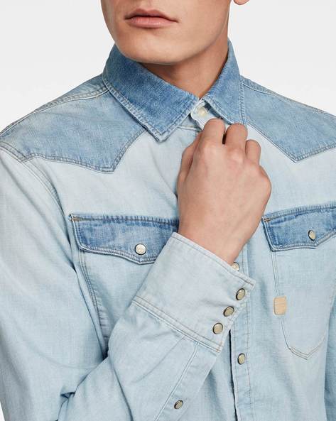 Tistabene Faded Blue Denim Cargo Shirt (MSH-1969-S) : Amazon.in: Clothing &  Accessories