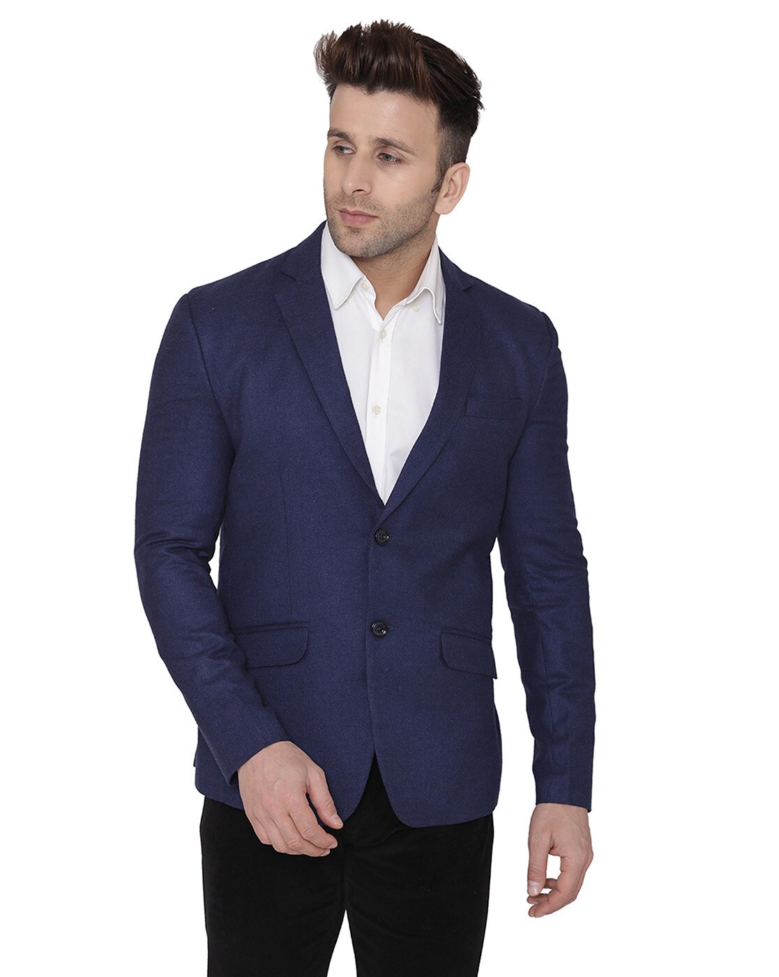 Buy Blue WINTAGE Solid Single-Breasted Blazer with Notched Lapel | AJIO