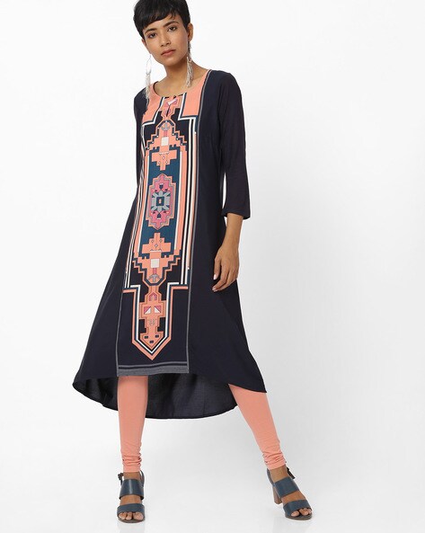 W Printed High-Low A-line Kurta