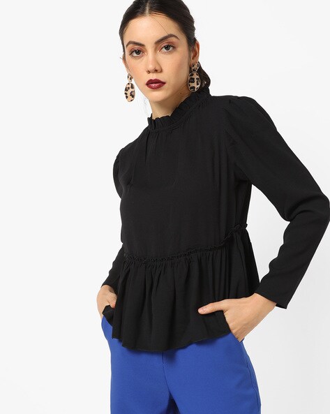 peplum top with collar