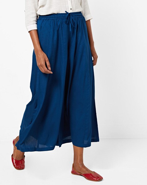 Flared Palazzo Pants with Drawstring Fastening Price in India