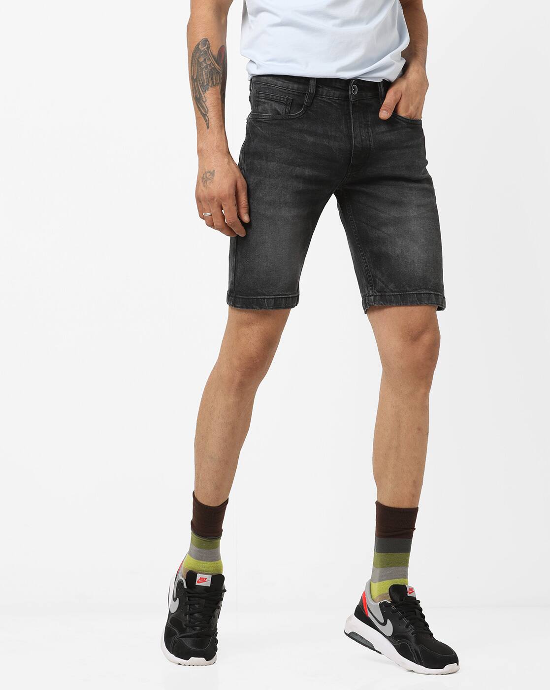 low rise black shorts