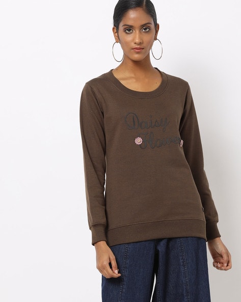 chocolate brown crew neck sweatshirt