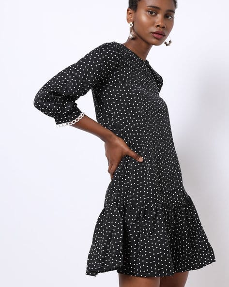 Polka-Dot Print Shift Dress