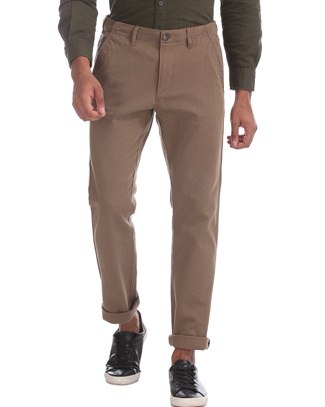 Ruggers Casual Trousers  Buy Ruggers Men Beige Mid Rise Solid Casual Trousers  Online  Nykaa Fashion