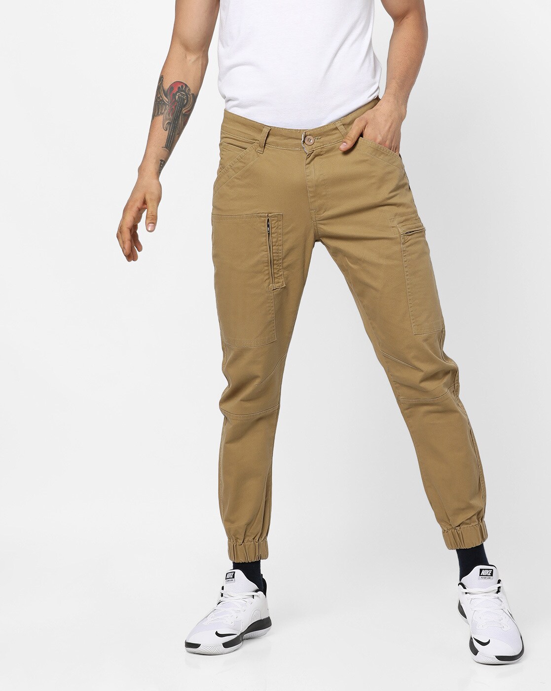 Buy Khaki Trousers & Pants for Men by HENCE Online | Ajio.com