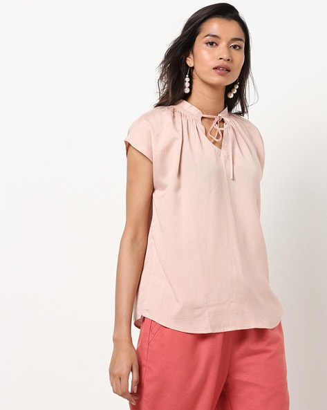 Ladies Pink Tops With Short Sleeve Design Pink Womens Tops,, 55% OFF