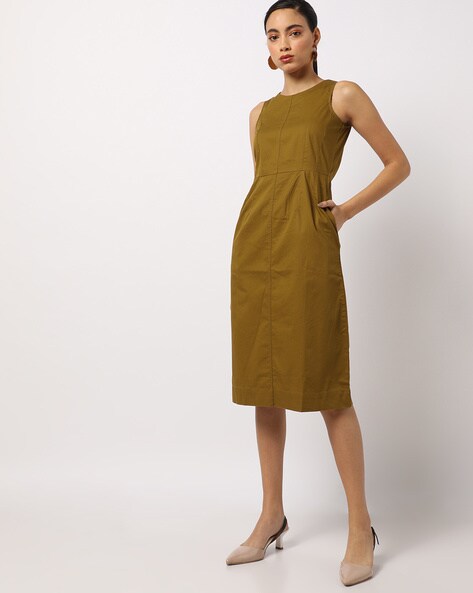 khaki sheath dress