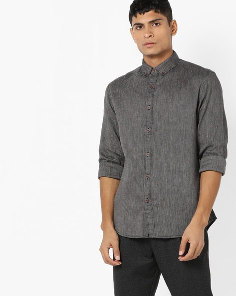 Mens grey button down cheap dress shirt