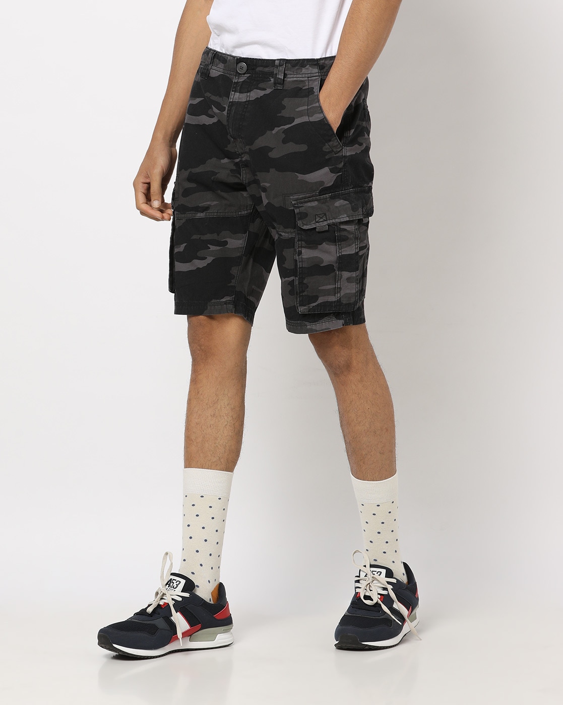 mens slim fit camo shorts