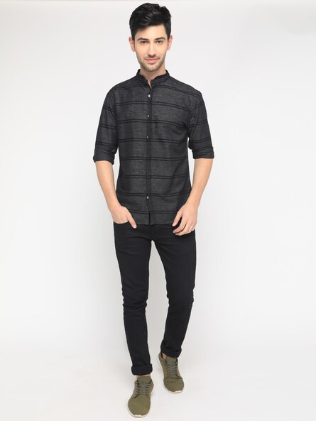 Buy Black WITH Striped Shirt | AJIO