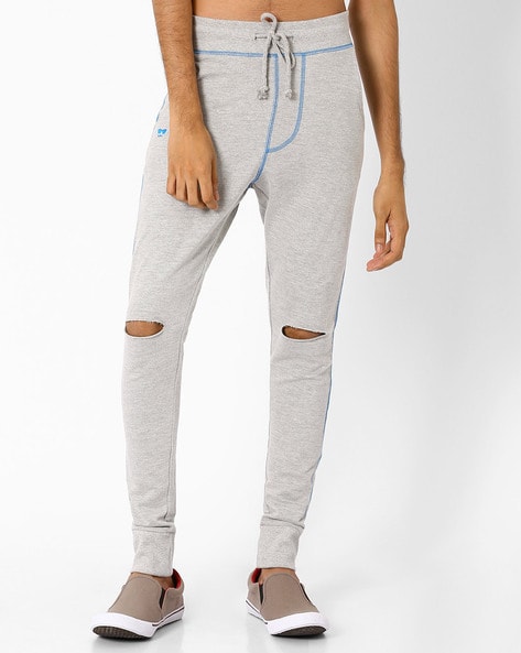 Buy Campus Sutra Black Ripped Joggers - Track Pants for Women 2529239 |  Myntra