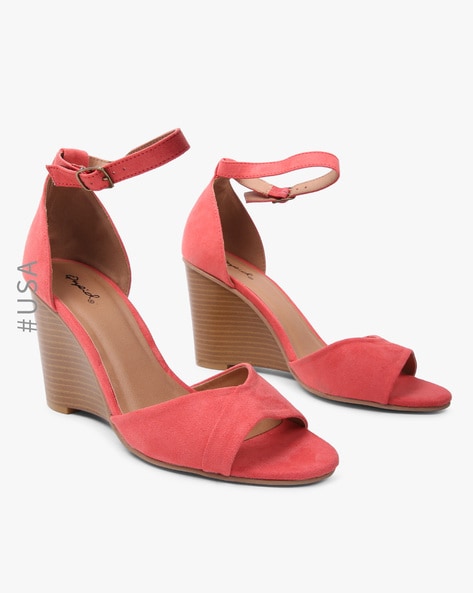 coral heeled sandals