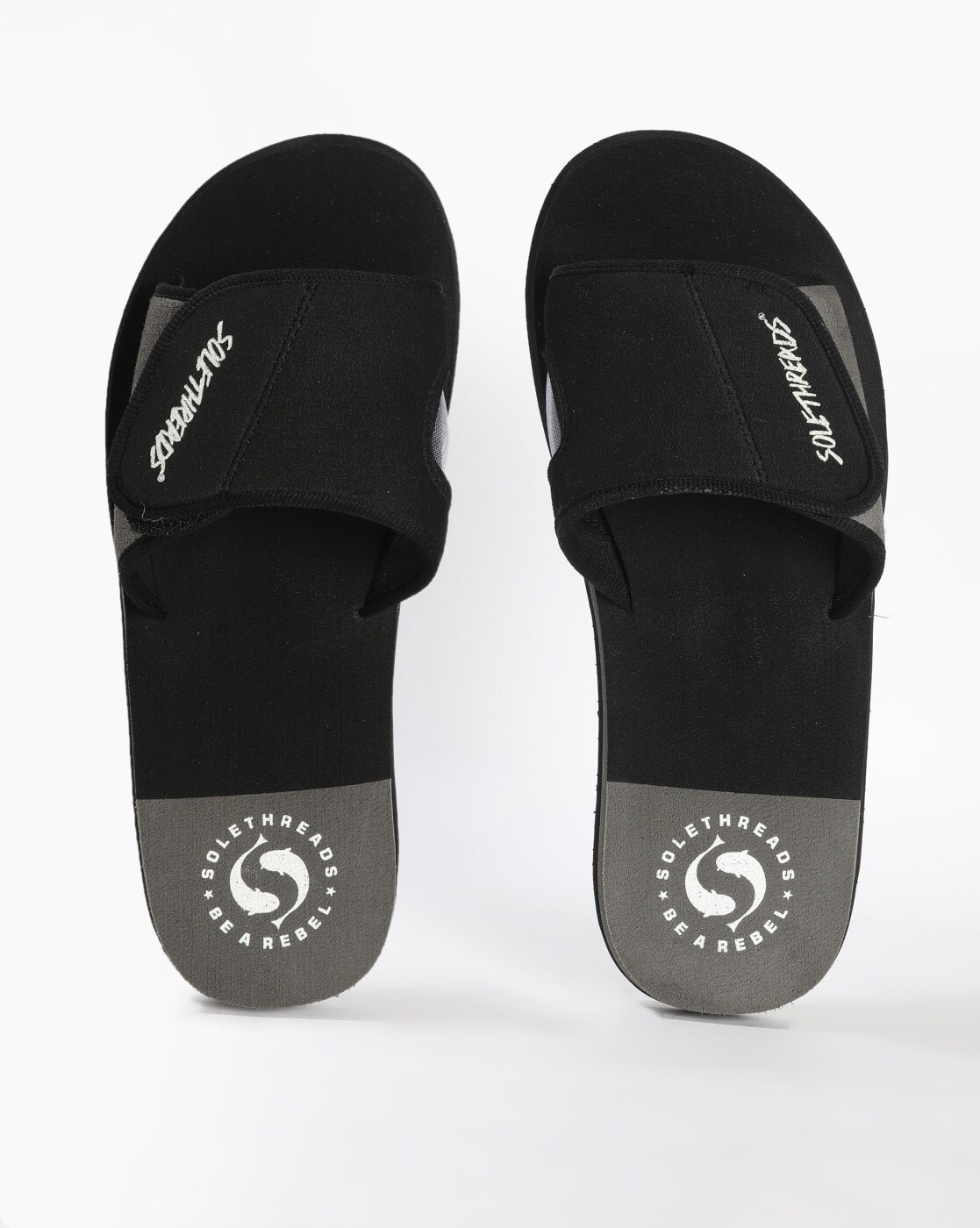 Buy Black Grey Flip Flop Slippers for Men by Solethreads Online