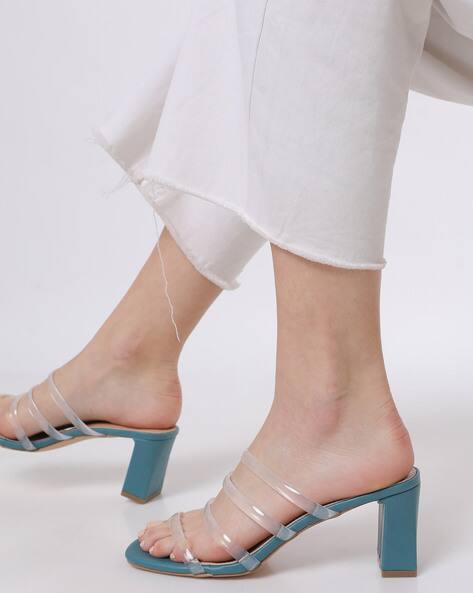 chunky heel clear sandals