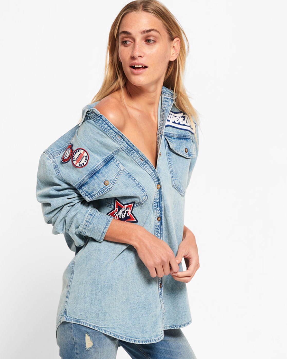 superdry womens denim shirt