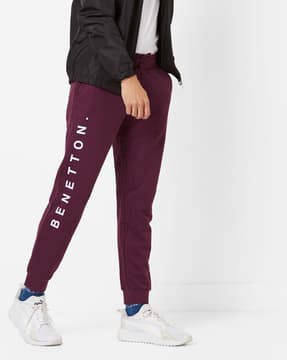 Mid-Rise Trousers with Placement Typography