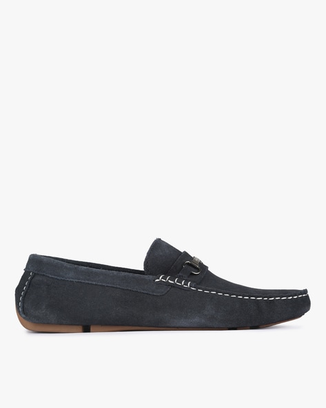 navy blue and white loafers