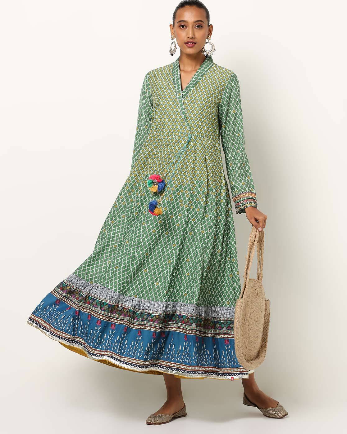 Biba Girls Mint Green Anarkali Nylon Gown : Amazon.in: Clothing &  Accessories