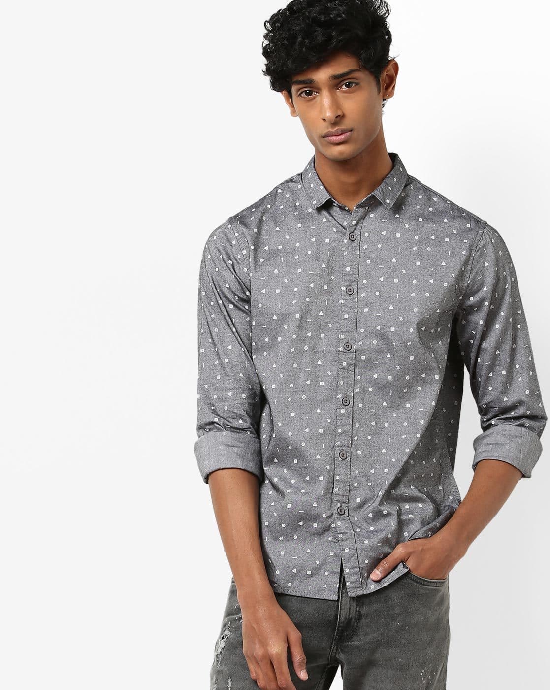 dark grey slim fit shirt
