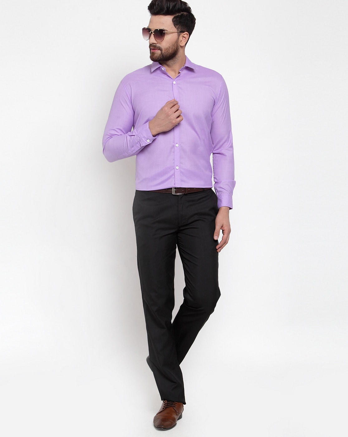 Buy Men Purple Slim Fit Solid Full Sleeves Formal Shirt Online - 735513 |  Louis Philippe