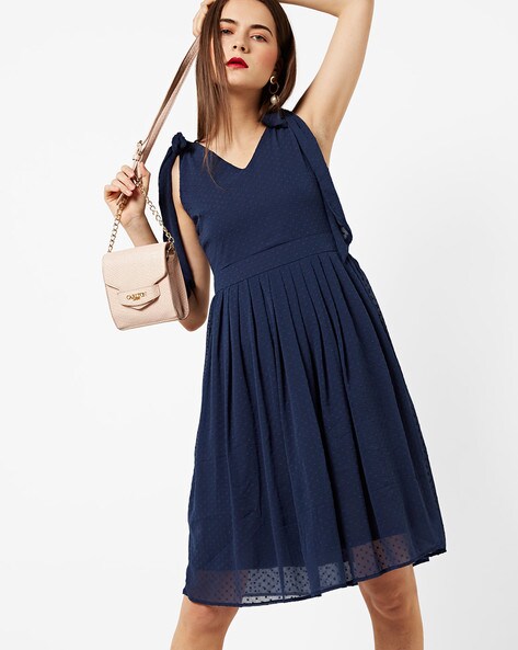 navy blue flare dress