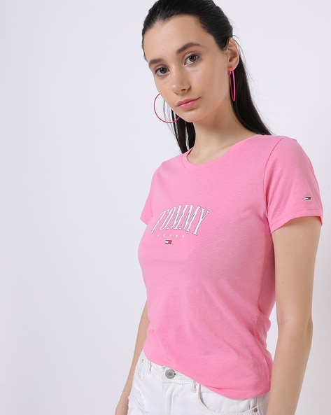 tommy hilfiger pink t shirt womens