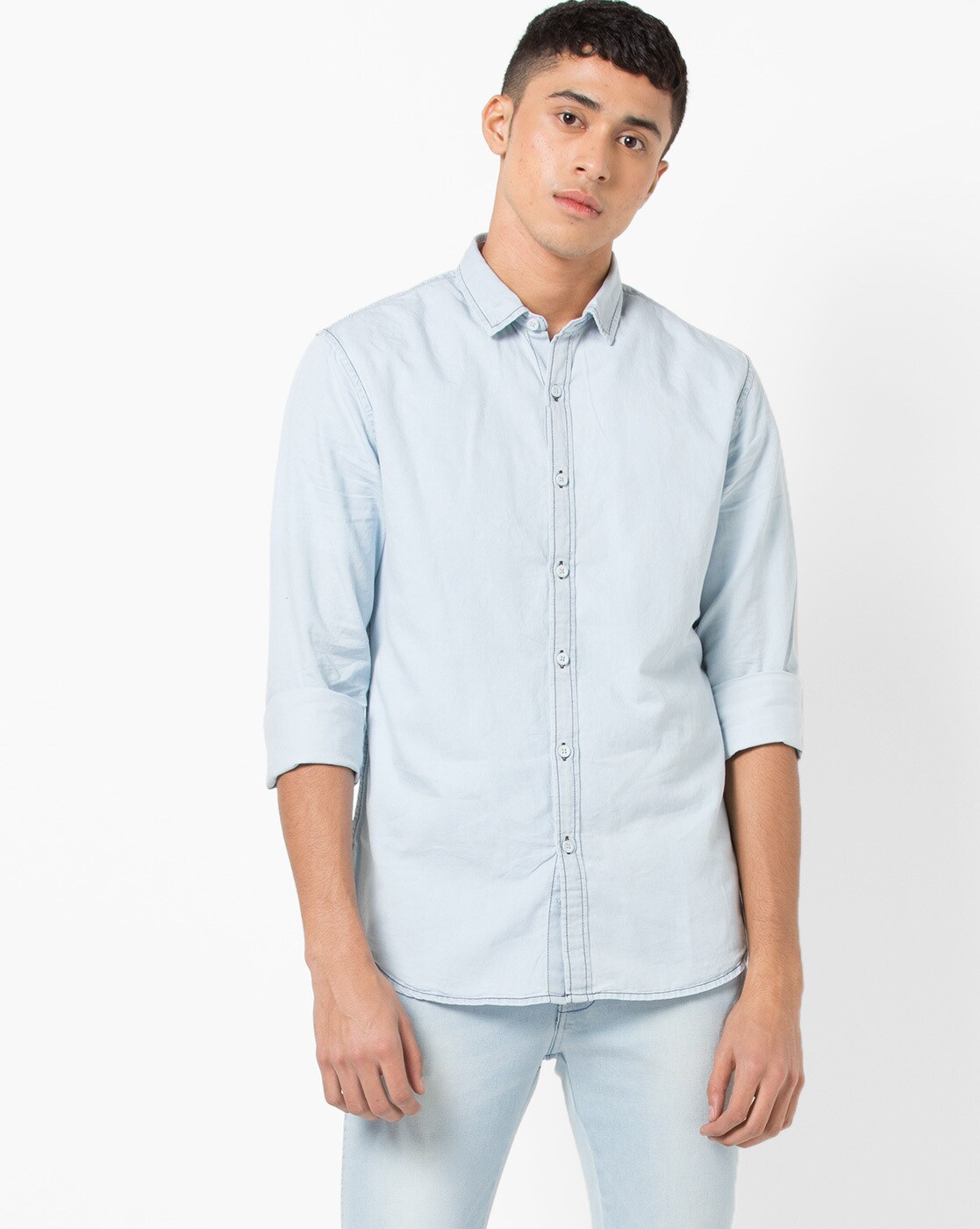light blue colour denim shirt