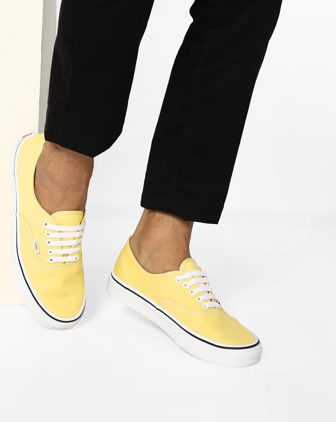 yellow lace up vans