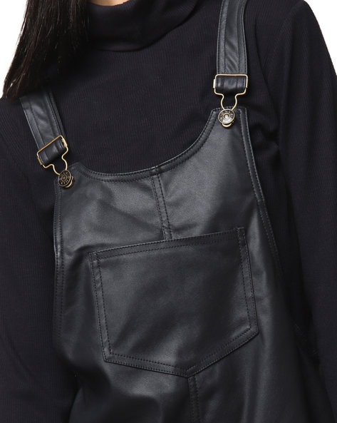 Leather dungarees store dress