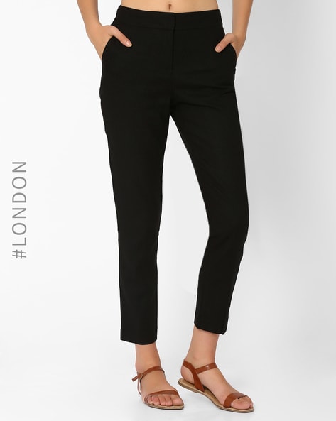 Linen Blend Cropped Pants