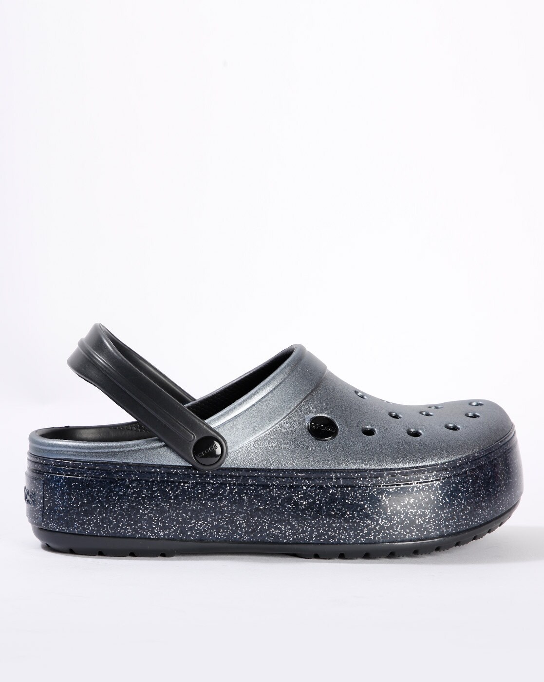 crocs platform metallic