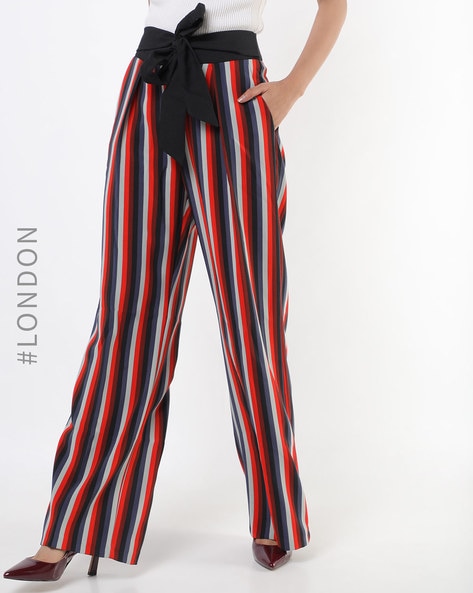 red black striped trousers