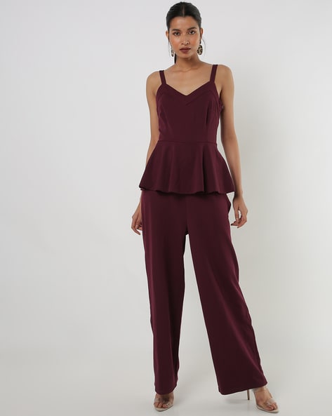 vero moda maroon jumpsuit