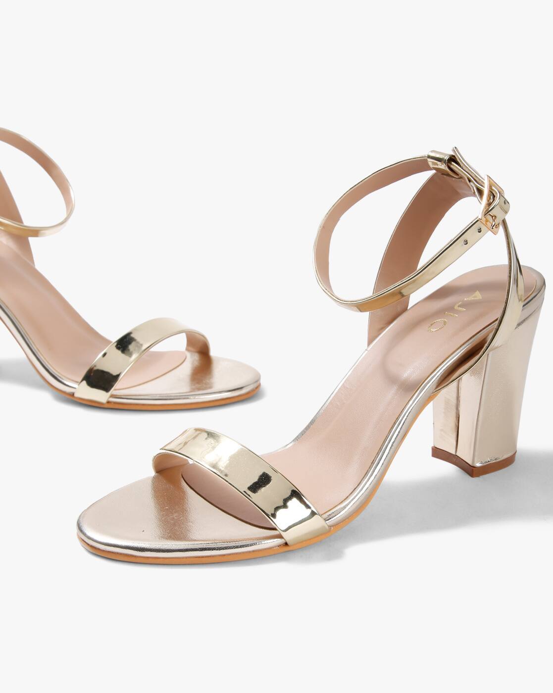 Buy Gold Heeled Sandals for Women by AJIO Online | Ajio.com