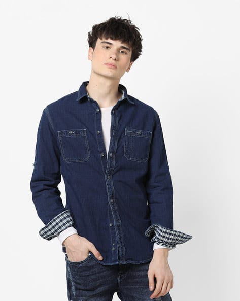 indigo denim shirt mens
