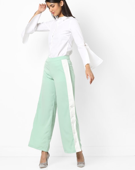 CASSIE PALAZZO PANTS (LIGHT MINT GREEN) - Maroon Red